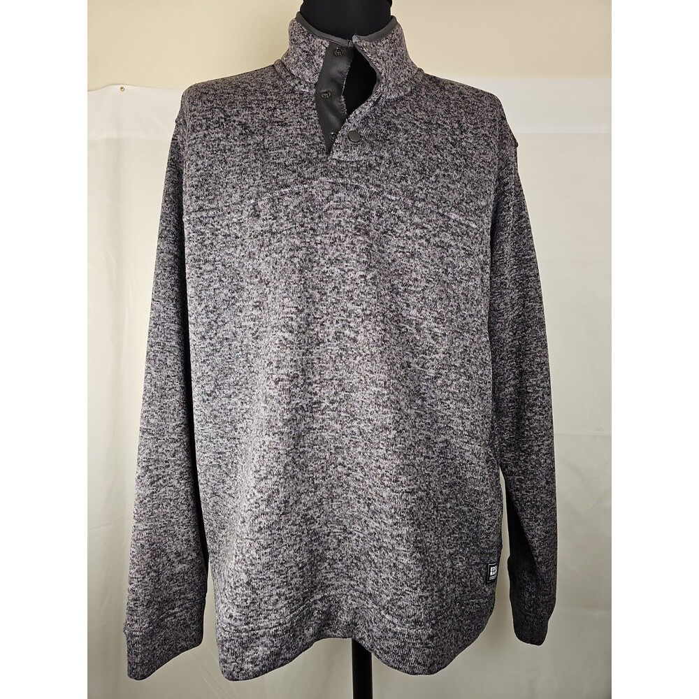Eddie Bauer Men's XL Gray Snap Mock Neck Pullover Sweater Fleece